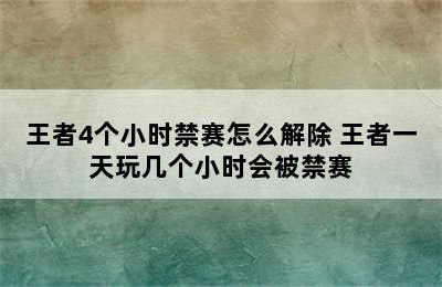 王者4个小时禁赛怎么解除 王者一天玩几个小时会被禁赛